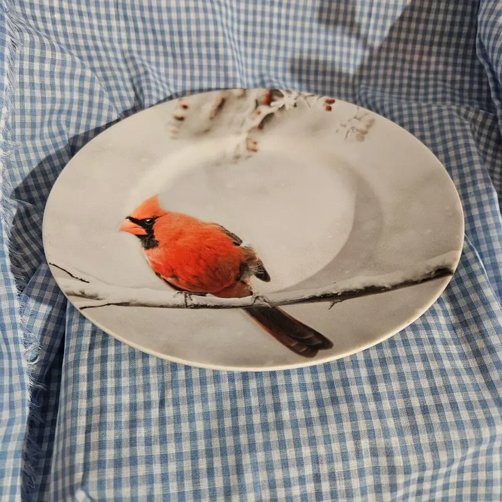 Pier 1 Winter Forest Cardinal Salad Plate 8.5 inches